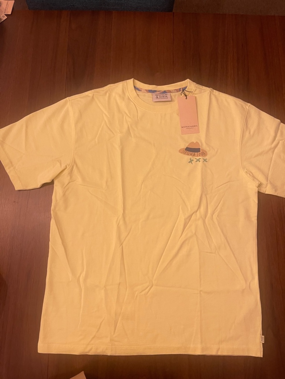 Scotch & Soda Pale Yellow Graphic Crewneck Tee